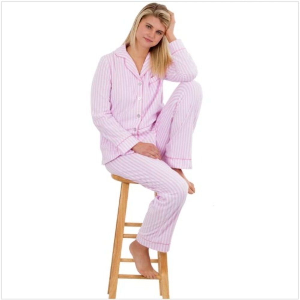 Womens VEAMI So Soft Micro Fleece Pink & White Stripped Size L & XL